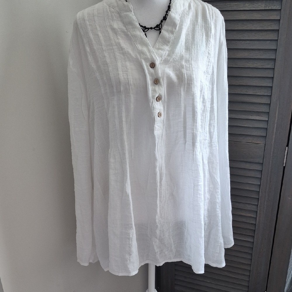 Zac & Rachel White Button-Front Tunic